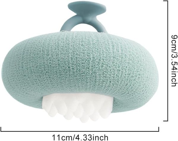 2 PCs Sunflower Bath Ball,Suction Cup Shower Ball 2-in-1 Bath Ball Sponge Mesh Pouf Shower Ball for Women, Men Shower Exfoliation(Pink+Cyan) - Image 2