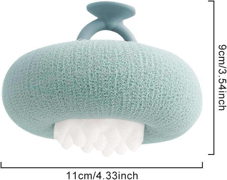 2 PCs Sunflower Bath Ball,Suction Cup Shower Ball 2-in-1 Bath Ball Sponge Mesh Pouf Shower Ball for Women, Men Shower Exfoliation(Pink+Cyan) - Image 2