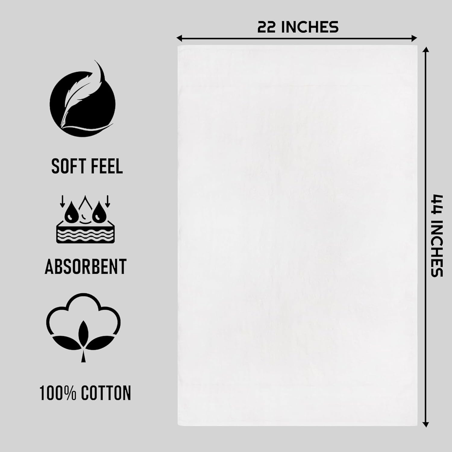 White Bath Towels Bulk Pack of 6 (22x44 Inches) – 100% Cotton Lightweight & Absorbent Towels for , Hotels, Motels & Commercial Use - Image 2