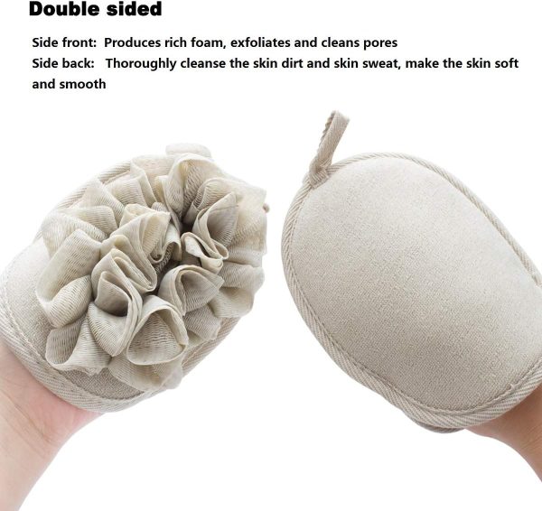 3 Pack Body Sponge Brushes Pouf Mesh Brush Shower Glove with Flower Bath Ball - Image 2