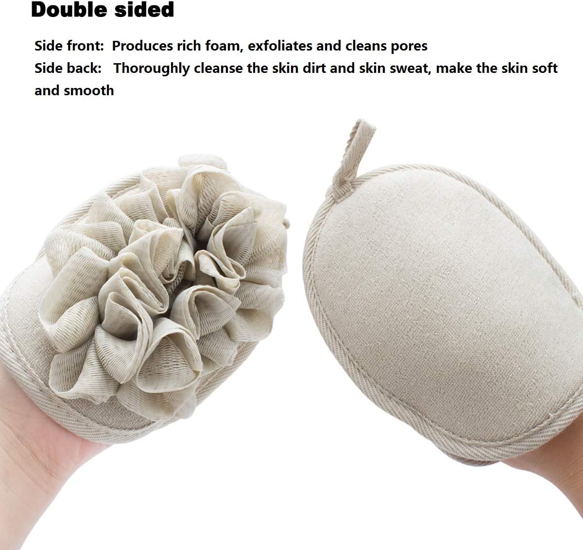 3 Pack Body Sponge Brushes Pouf Mesh Brush Shower Glove with Flower Bath Ball - Image 2