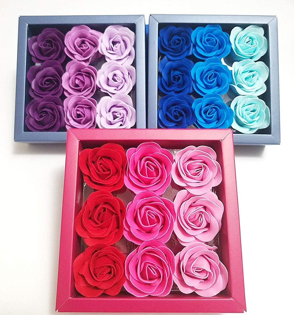 Box of  Scented Roses Flower Bath Soap, Plant Essential Oil Rose Soap in Gift Box, Gift for Anniversary/Birthday/Wedding/Valentine’s Day/Mother’s Day 9 Pcs - Image 2