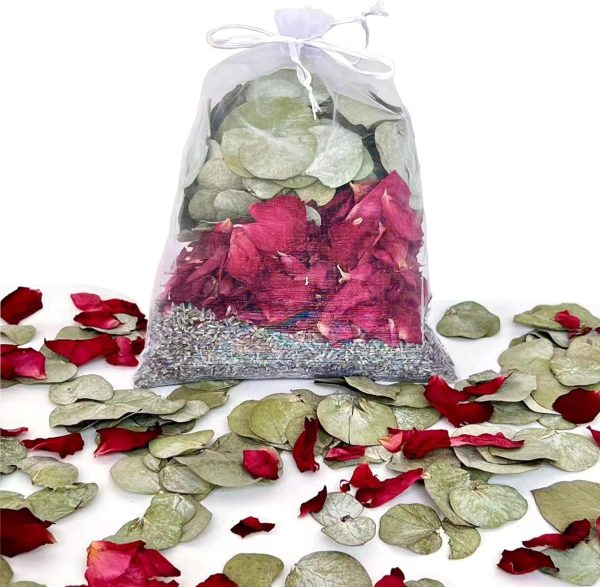 Eucalyptus+Lavender+Roses Eucalyptus and Lavender Rose Bath Sachets, 65g Total, Natural Dried Herbs for Relaxation