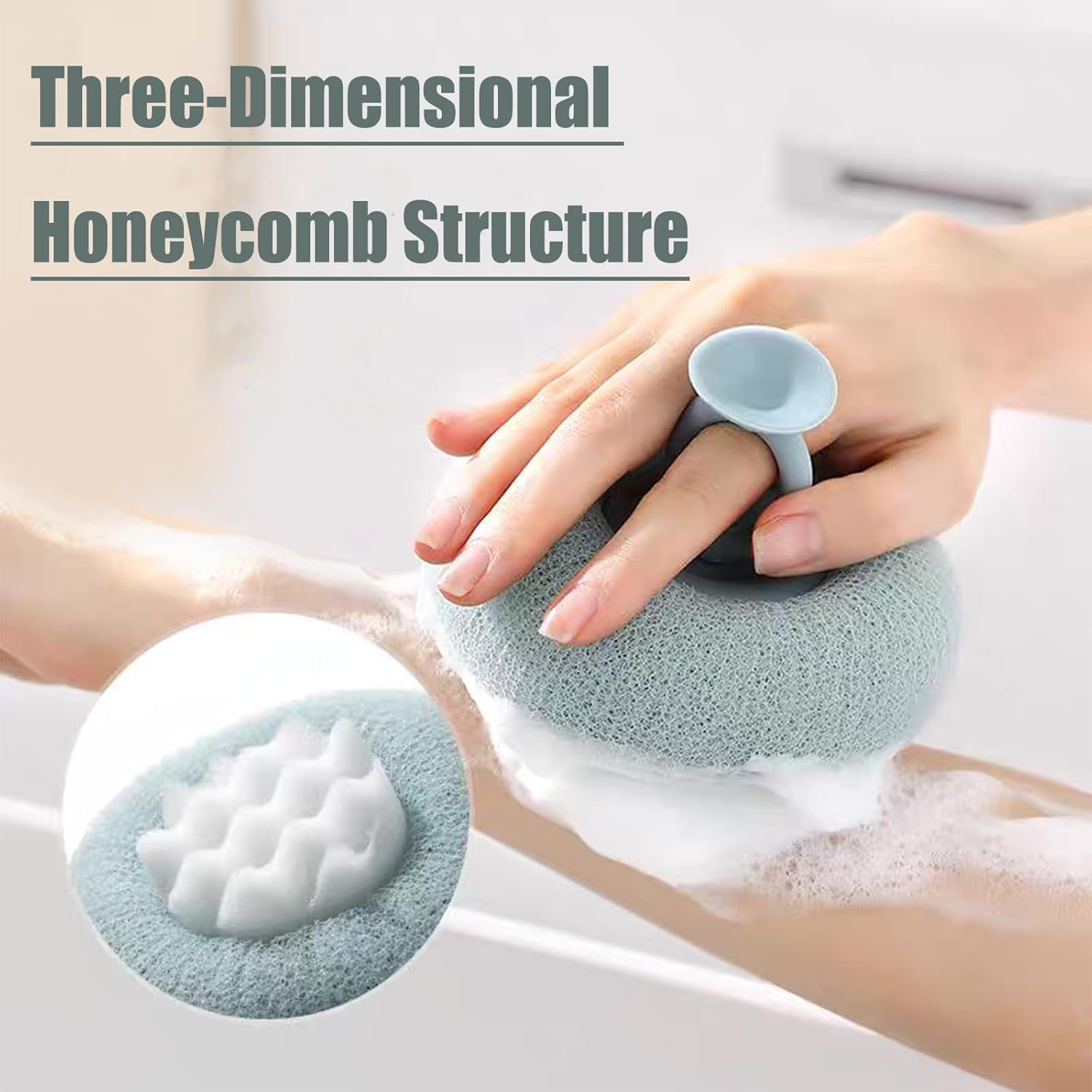 Super Soft Sunflower Suction Cup Bath Ball, 2025 Upgraded 2-in-1 Sunflower Ball Exfoliating Bath Sponge Cleaning Brush, Mesh Shower Body Sponge Accessories for Women, Men Shower (Cyan+Pink) - Image 2
