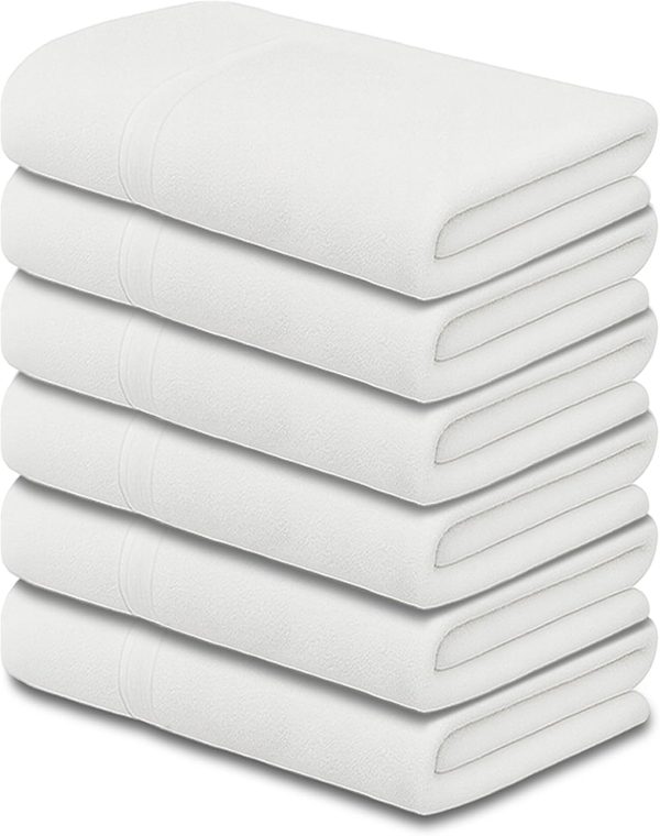 White Bath Towels Bulk Pack of 6 (22x44 Inches) – 100% Cotton Lightweight & Absorbent Towels for , Hotels, Motels & Commercial Use