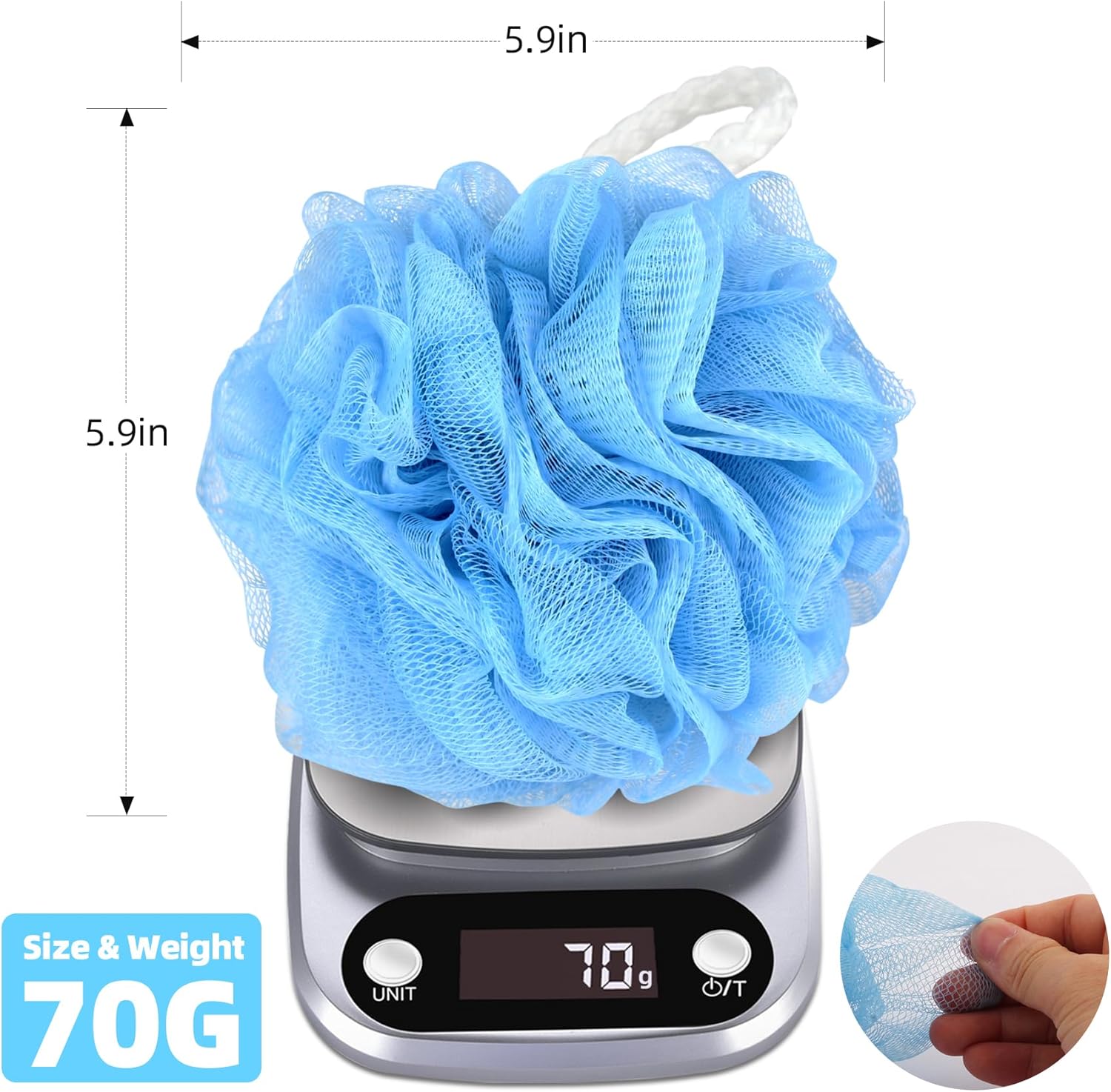 Large Bath Sponges Loofahs 70g,4 Pack Shower Sponge Exfoliating Cleaning Bath Loofa Body Scrubber Balls for Women Men Washing - Image 2