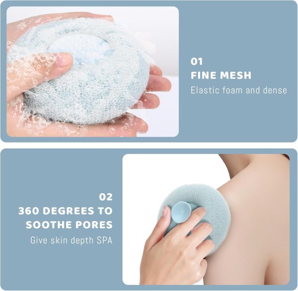 4 Super Soft Sunflower Suction Cup Bath Ball, 2 in 1 Exfoliating Bath Sponge, Shower Ball, Loofah with Suction Cup, Body Sponges for Shower, Sunflower Suction Cup Sponge, Bathing Sponges for Women - Image 2