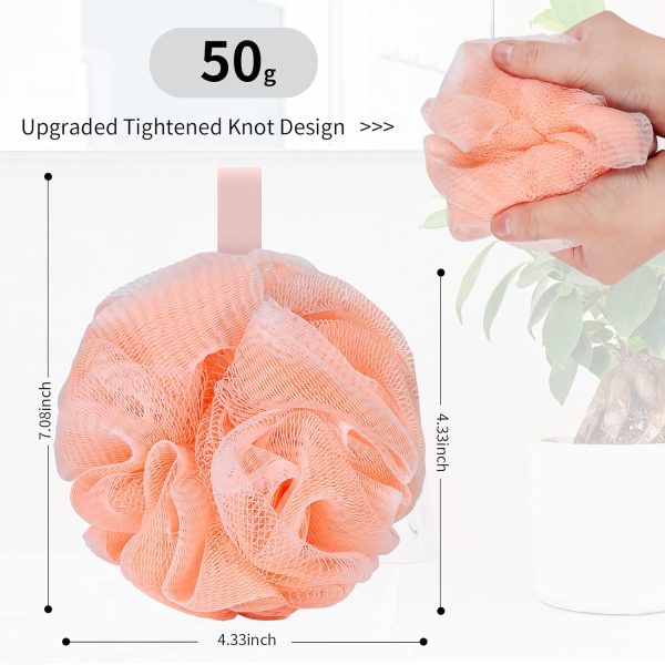 Bath Loofah Sponge Body Scrubber Shower Sponge Exfoliating Mesh Pouf Shower Ball Bath Sponges for Women and Men Bathing Accessories (4Pack 50G Colorful) - Image 2