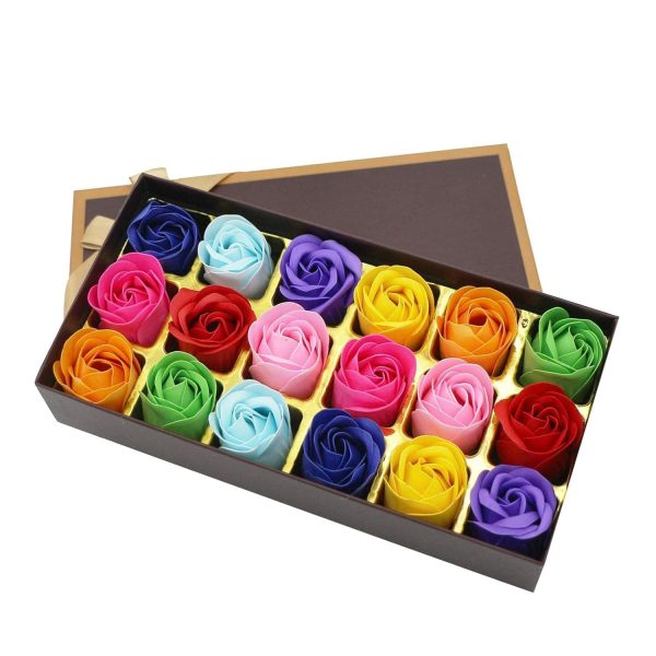 18 Pcs l Scented Bath Soap Rose Flower Petals, Plant Essential Oil Rose Soap Set, Artificial Flowers in Vase for Her Women Girls Mom Lover Birthday Valentine Christmas Mum Backing (1, Multicolor)
