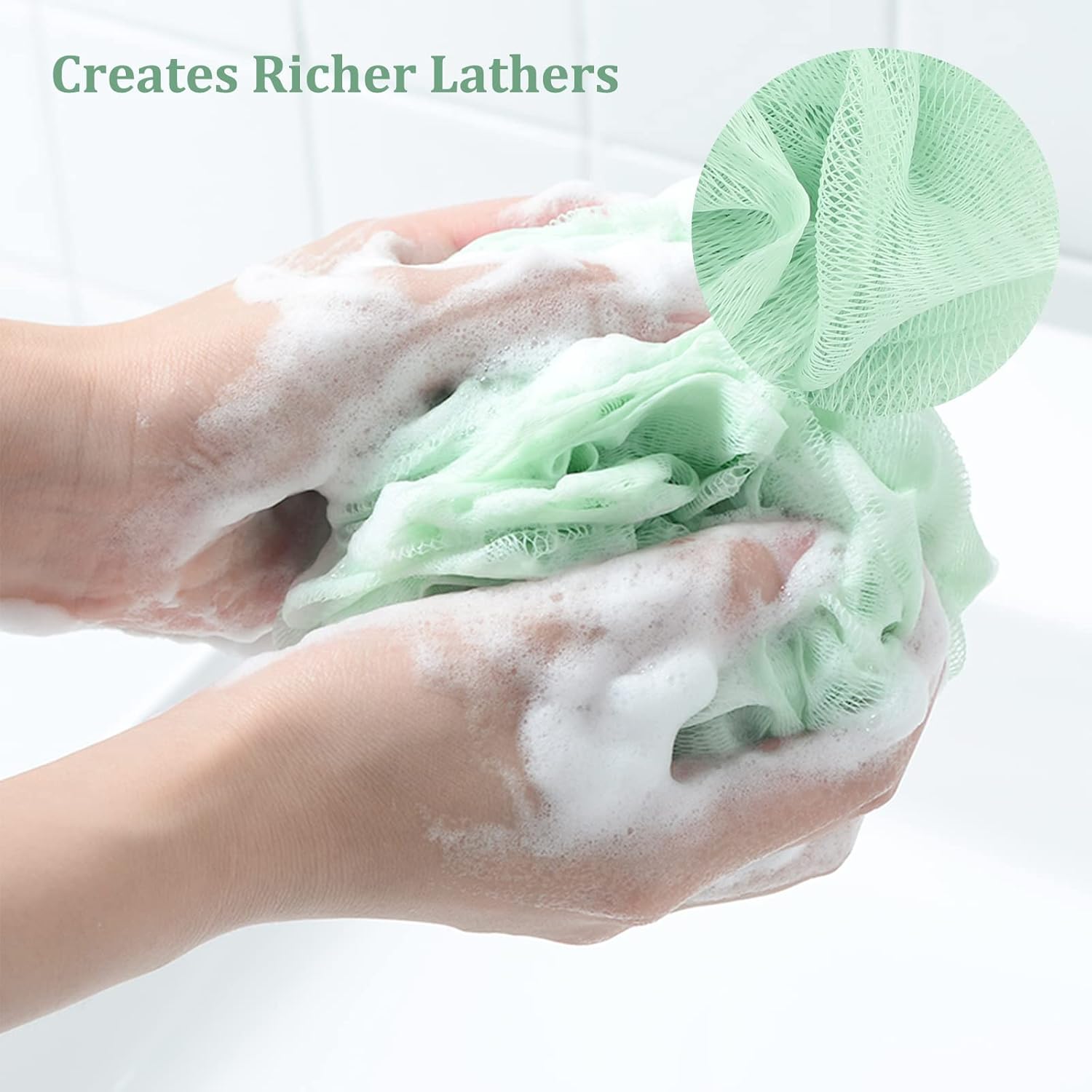 Loofah Sponge Shower Loofahs 50g Bath Sponges Mesh Balls 4 Colors for Body Scrubber Exfoliator Wash Back Scrubber Bathroom Men Women - 4 Pack Scrubbers Cleaning Bathing Accessories - Image 2