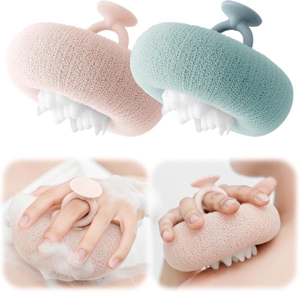 Super Soft Sunflower Suction Cup Bath Ball, 2-in-1 Sunflower Bath Ball, 2 PCS, Pink, Cyan, Polyurethane, , Cute