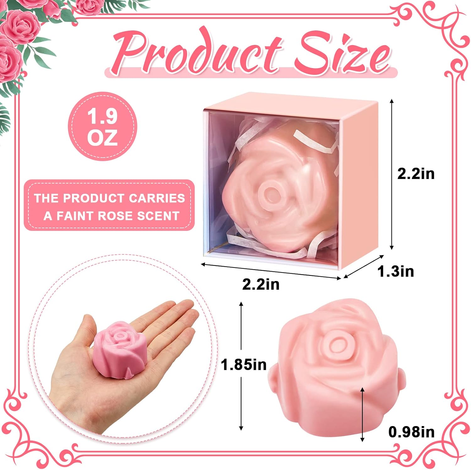 24 Pcs Rose Soap Favors Mini Bridal Shower Wedding Favors for Guests Baby Shower Decorations, Beige White, Pink, Rose Red - Image 2