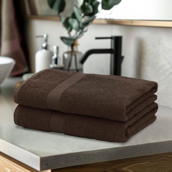 Bath Towel Set - 7 Pack Lightweight Absorbent Soft 100% Cotton Bath Towel - Everyday Quick Dry Luxury Hotel Spa Gym Shower Beach Pool Camp Travel Dorm Towel - 27x52 - Chocolate - Image 2