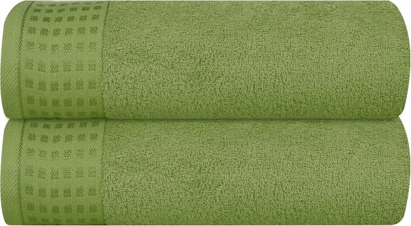 100% Cotton 2 Pack Oversized Bath Towel Set 28x55 Inches, Ultra Soft Highly Absorbant Compact Quickdry & Lightweight Large Bath Towels, Ideal for Gym Travel Camp Pool - Kiwi Green