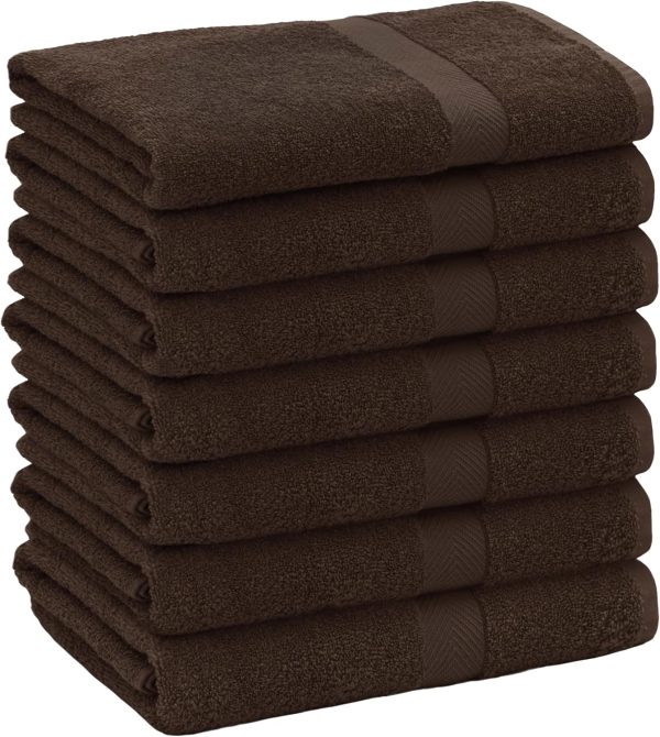 Bath Towel Set - 7 Pack Lightweight Absorbent Soft 100% Cotton Bath Towel - Everyday Quick Dry Luxury Hotel Spa Gym Shower Beach Pool Camp Travel Dorm Towel - 27x52 - Chocolate