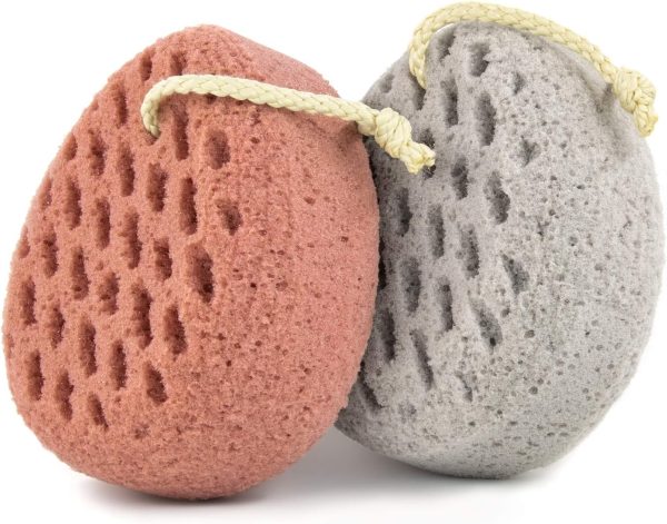 Bath Sponge, Sponge Loofah Body Scrubber, Shower Pouf Cleaning Loofahs Sponge, Shower Use Sponge (Pink Grey)