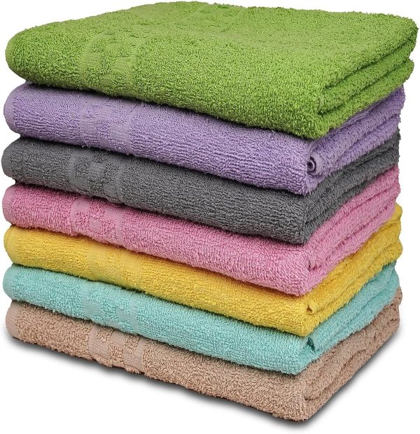 7-Pack Bath Towels - 30" x 54" - Ultra Soft 100% Cotton Large Bath Towels- Highly Absorbent for Bathroom, Pool, Gym, Spa, and Hotel Use (Colors Variety)