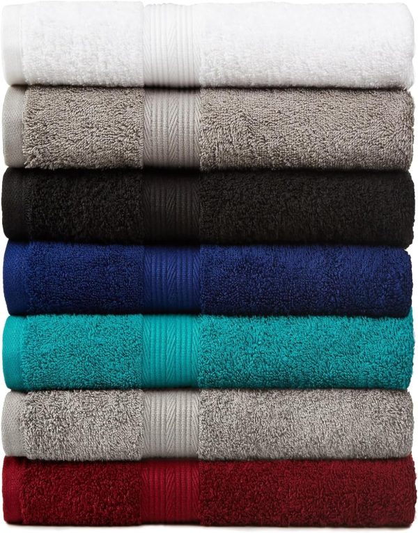 6 Piece Oversized Fade resistant Towel set, 100% Cotton towels for bathroom, soft and absorbent, 2 Bath Towels, 2 Hand Towels and 2 Washcloths bathroom towel set, Gray - Image 2