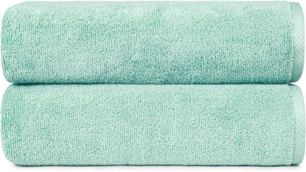 100% Cotton Quick-Dry Lightweight Moisture Absorbing Bath Towel, 2-Pack, Seafoam Green, 54" x 30"