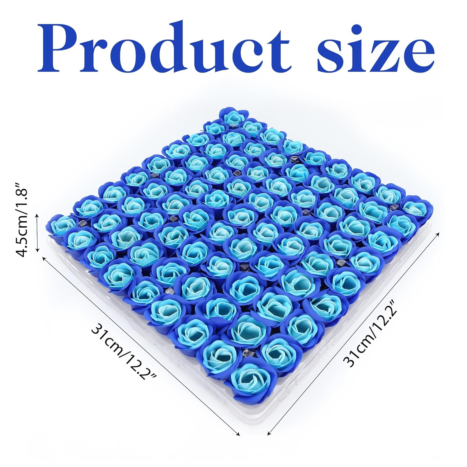 81PCS Soap Flower, Roses Rosas l Shaped Scented Bath Body Shower Petals Bouquet for Her, Valentine's Day, Wedding, Birthday, Mothers Day, Party Favor Gift Idea (Light + Dark Blue) - Image 2