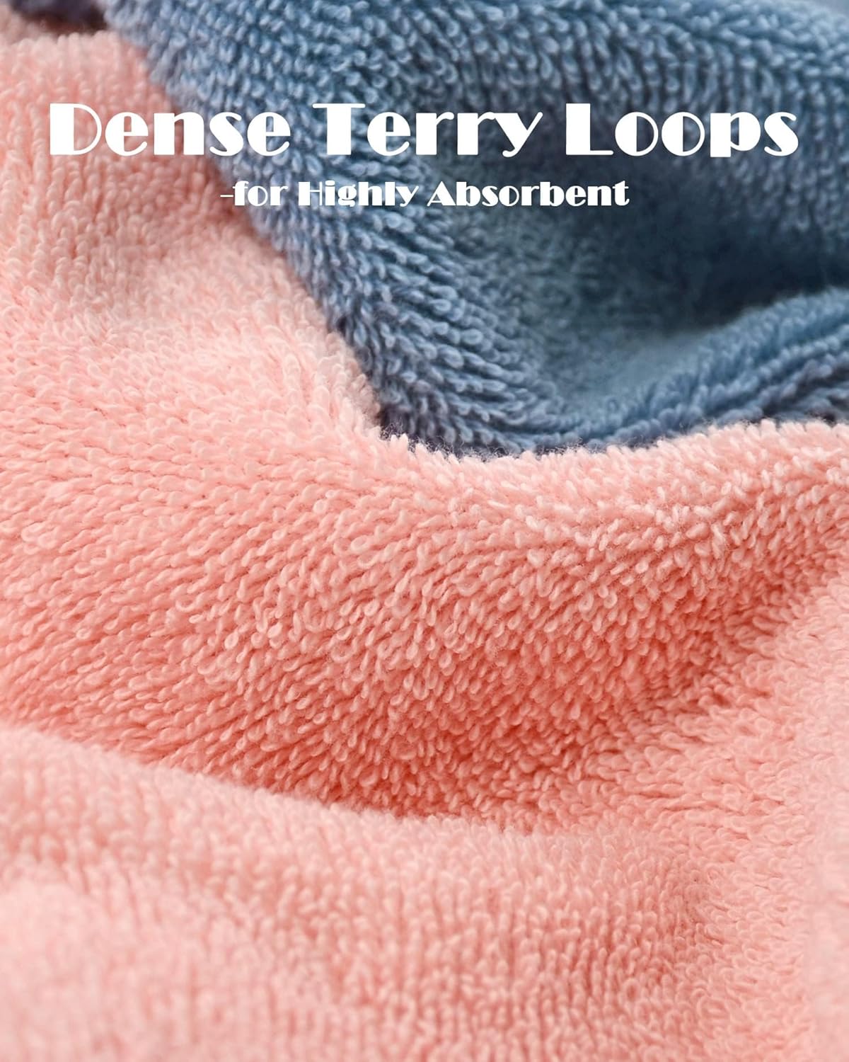 Ultra Soft Bath Towel Set of 2, 100% Cotton Towels for Shower, Spa or Swim Use, Medium Weight Extra Absorbent 55 x 27 1/2 Inches (Pink, Blue-Grey) - Image 2