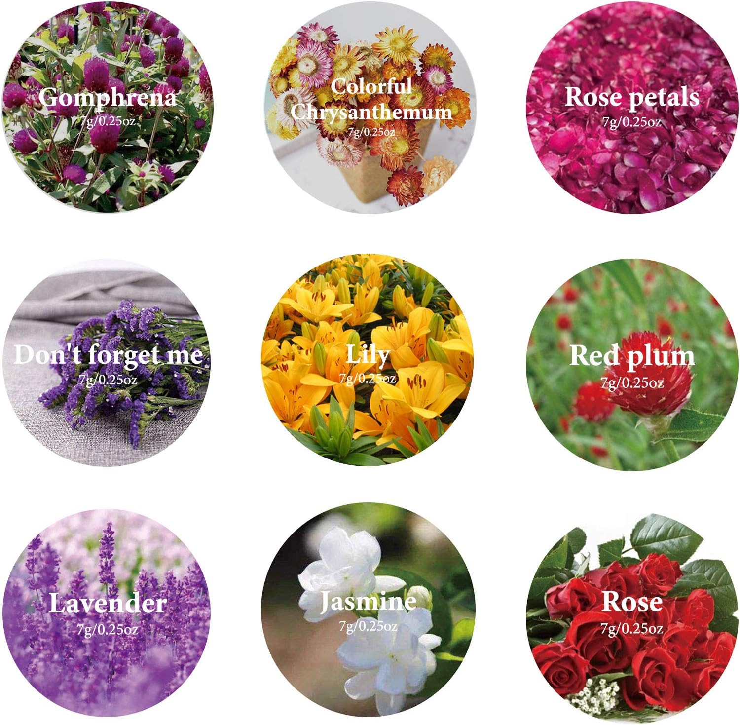 9 Bags Dried Flowers,100% Natural Dried Flowers Herbs Kit for Soap Making, DIY Candle Making,Bath - Include Rose Petals,Lavender,Don't Forget Me,Lilium,Jasmine,Rosebudsand More - Image 2