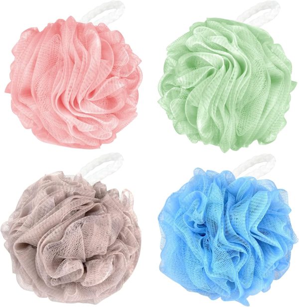 Large Bath Sponges Loofahs 70g,4 Pack Shower Sponge Exfoliating Cleaning Bath Loofa Body Scrubber Balls for Women Men Washing