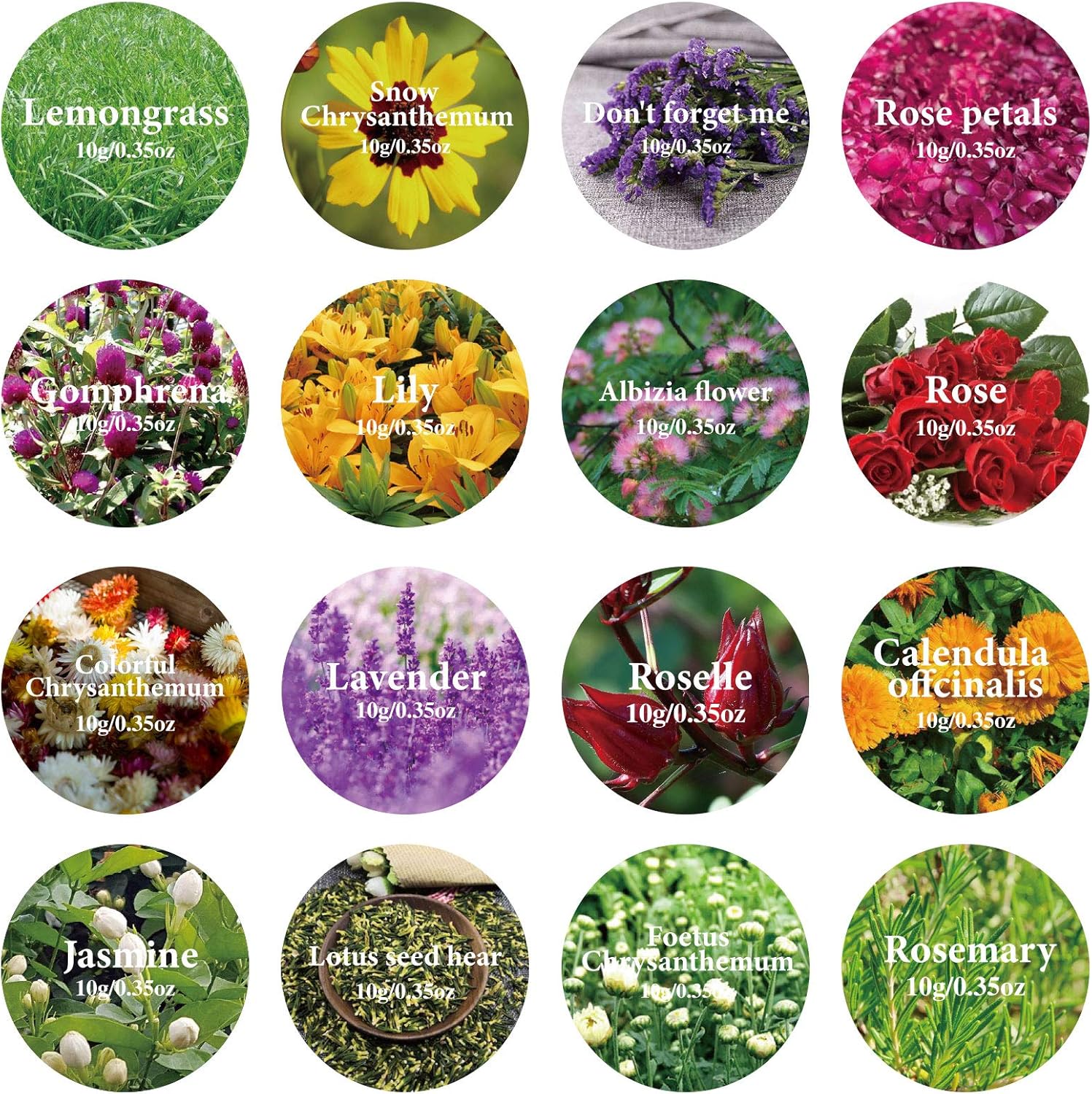 16 Bags Dried Flowers,100% Natural Dried Flowers Herbs Kit for Soap Making, DIY Candle Making,Bath - Include Rose Petals,Lavender,Don't Forget Me,Lilium,Jasmine,Rosebudsand More - Image 2