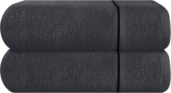 Cotton 2 Pack Oversized Bath Towel Set 28x55 inches, Large Bath Towels, Ultra Absorbant Compact Quickdry & Lightweight Towel, Ideal for Gym Travel Camp Pool - Charcoal Grey