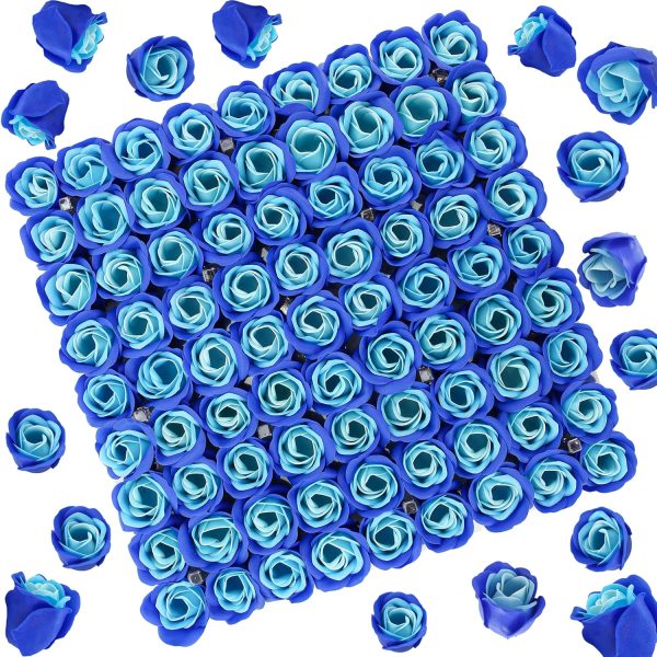 81PCS Soap Flower, Roses Rosas l Shaped Scented Bath Body Shower Petals Bouquet for Her, Valentine's Day, Wedding, Birthday, Mothers Day, Party Favor Gift Idea (Light + Dark Blue)