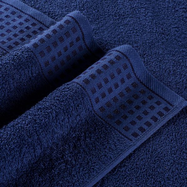 100% Cotton 2 Pack Oversized Bath Towel Set 28x55 Inches, Ultra Soft Highly Absorbant Compact Quickdry & Lightweight Large Bath Towels, Ideal for Gym Travel Camp Pool - Navy Blue - Image 2
