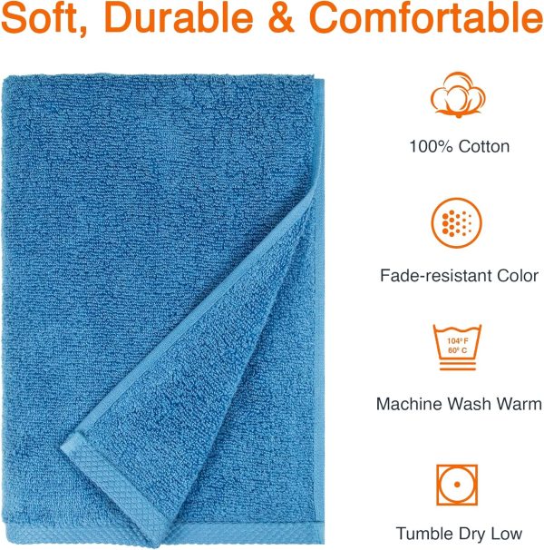 2 Piece Quick-Dry Oversize Bath Towel, 100% Cotton, Lake Blue, 54" x 30" - Image 2