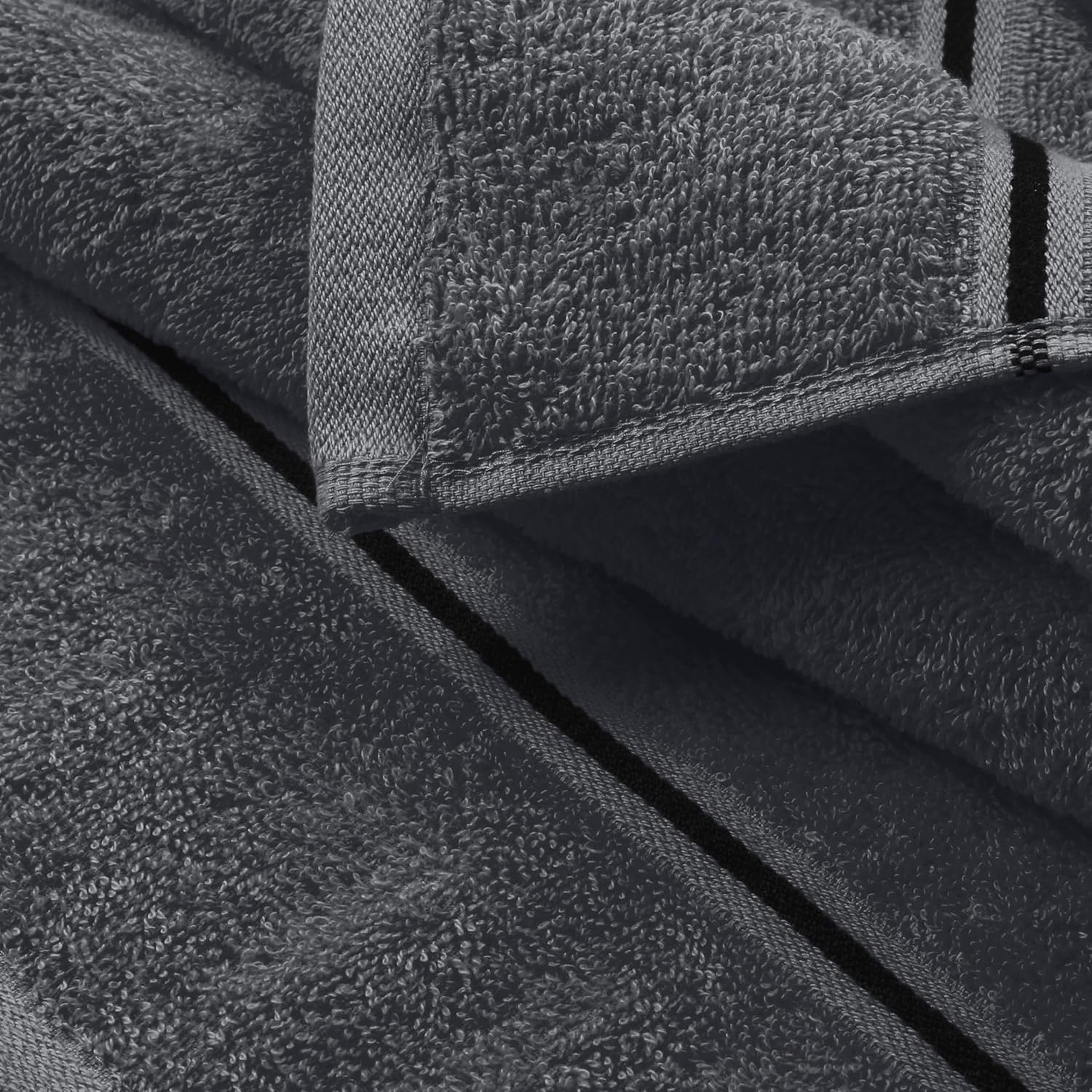 Cotton 2 Pack Oversized Bath Towel Set 28x55 inches, Large Bath Towels, Ultra Absorbant Compact Quickdry & Lightweight Towel, Ideal for Gym Travel Camp Pool - Charcoal Grey - Image 2