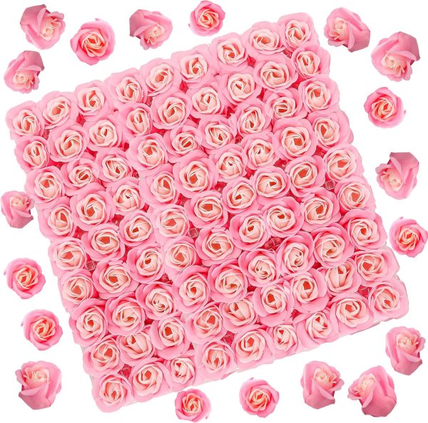 81PCS Soap Flower, Roses Rosas l Shaped Scented Bath Body Shower Petals Bouquet Flores De Jabon for Her, Valentine's Day, Wedding, Birthday, Mothers Day, Anniversary, Party Favors Gifts Idea Pink