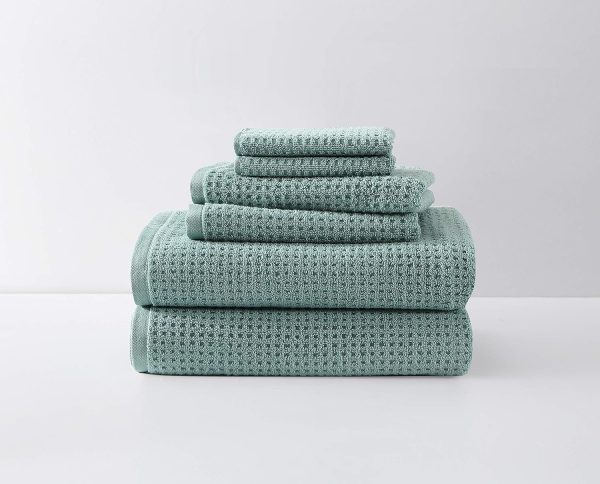 Bath Towels, Highly Absorbent Cotton Bathroom Decor, Low Linting & Fade Resistant,  Certified (Northern Pacific Bay Blue, 6-Piece)