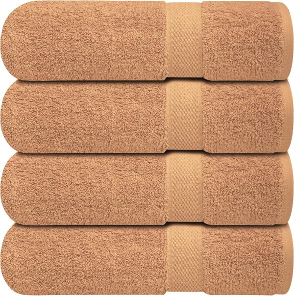 Luxury 100% Ring-Spun Cotton Bath Towels Set of 4 (27x54 inches) – Soft, Absorbent & Quick-Drying Towels for Bathroom, Gym, Spa & Hotel Use (Cosmic Sand, Bath Towels)